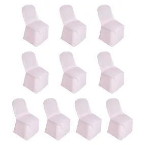 10 Pack Blush Polyester Banquet Chair Covers, Reusable Stain Resistant Slip On Chair Covers