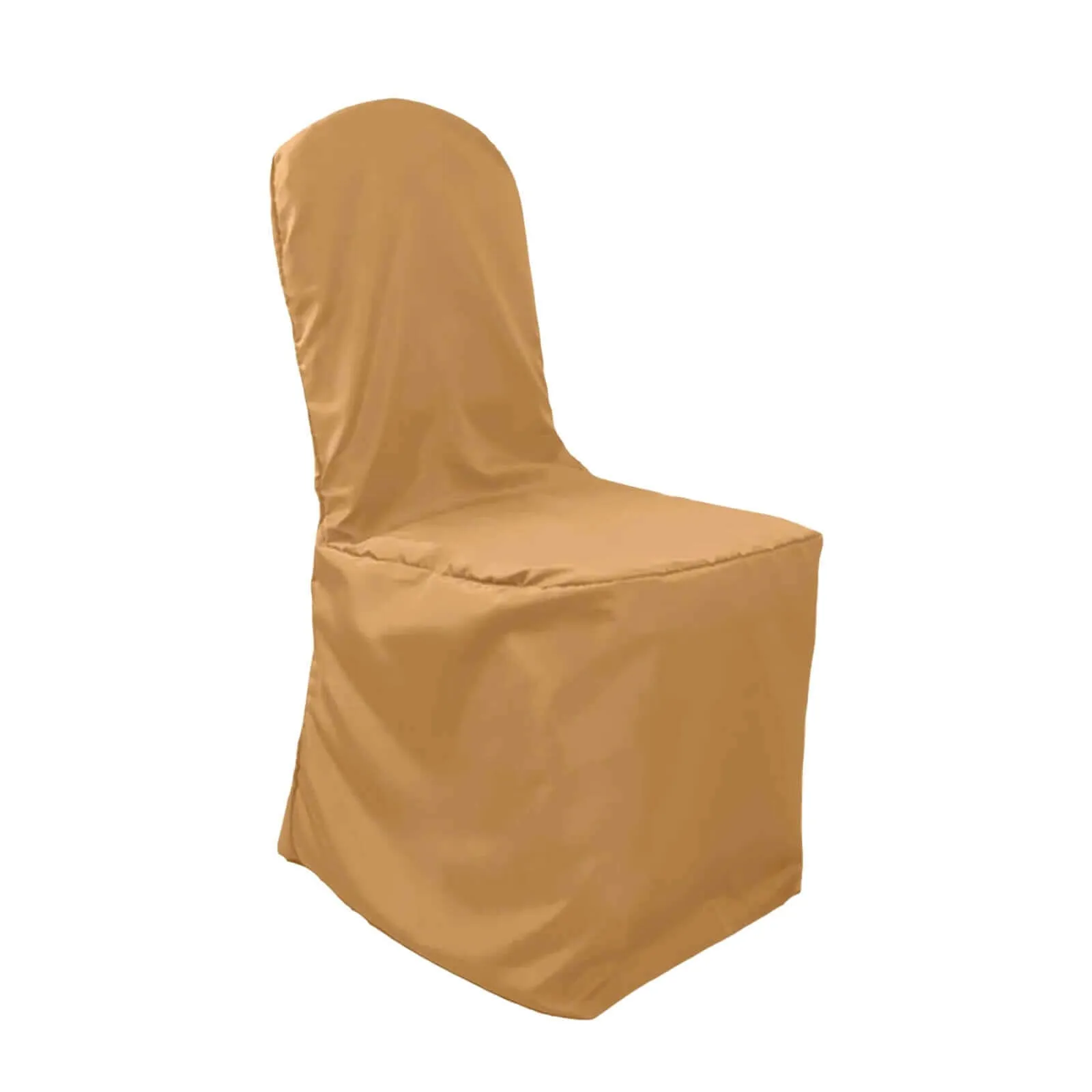 10 Pack Gold Polyester Banquet Chair Covers, Reusable Stain Resistant Slip On Chair Covers