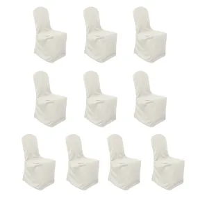 10 Pack Ivory Polyester Banquet Chair Covers, Reusable Stain Resistant Slip On Chair Covers