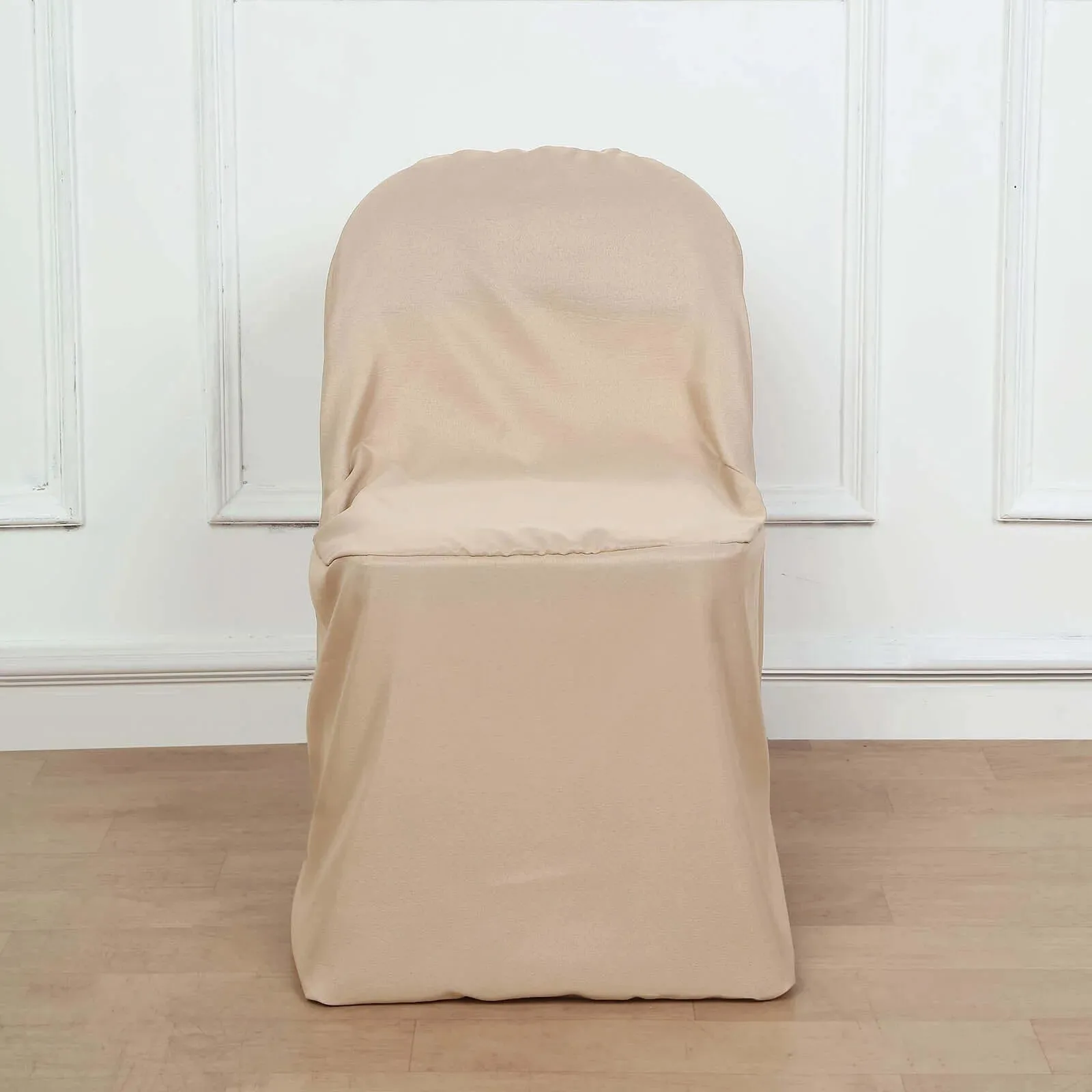 10 Pack Nude Polyester Folding Chair Covers, Reusable Stain Resistant Slip On Chair Covers