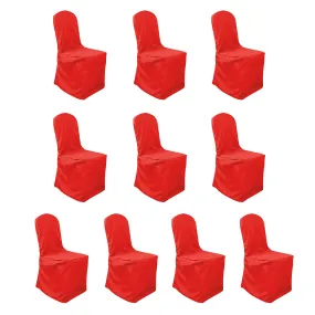 10 Pack Red Polyester Banquet Chair Covers, Reusable Stain Resistant Slip On Chair Covers