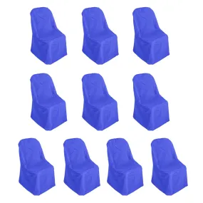 10 Pack Royal Blue Polyester Banquet Chair Covers, Reusable Stain Resistant Slip On Chair Covers