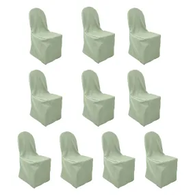 10 Pack Sage Green Polyester Banquet Chair Covers, Reusable Stain Resistant Slip On Chair Covers