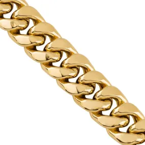 14k Hollow Yellow Gold Cuban Link Chain 12 mm