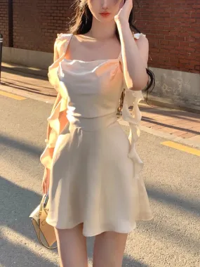 2024 Korean Spaghetti Strap Vintage Fairy Sweet Midi Dress