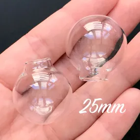 25mm Glass Bubble | Hollow Glass Globe Pendant DIY | Glass Vial Necklace Making (2 pcs / 25mm x 27mm)