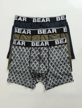 3 Pack Diamond Geo Print Boxers