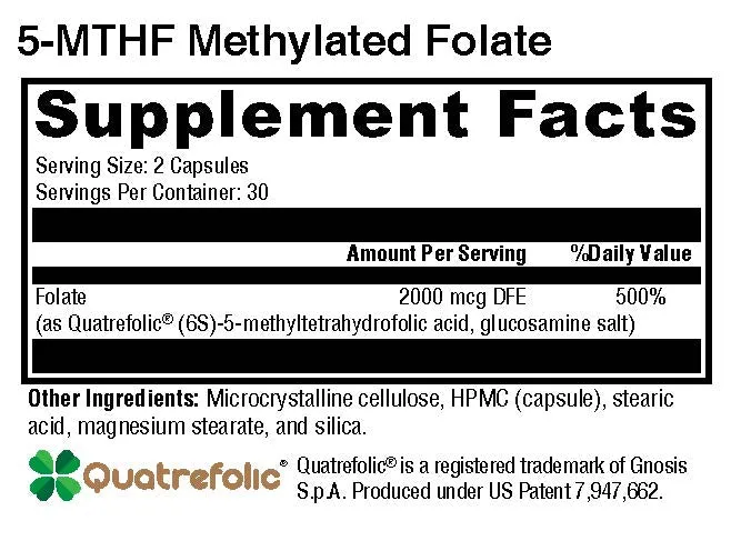 5-MTHF Methylated Folate - Non GMO, Gluten Free, Folate, Vitamin B