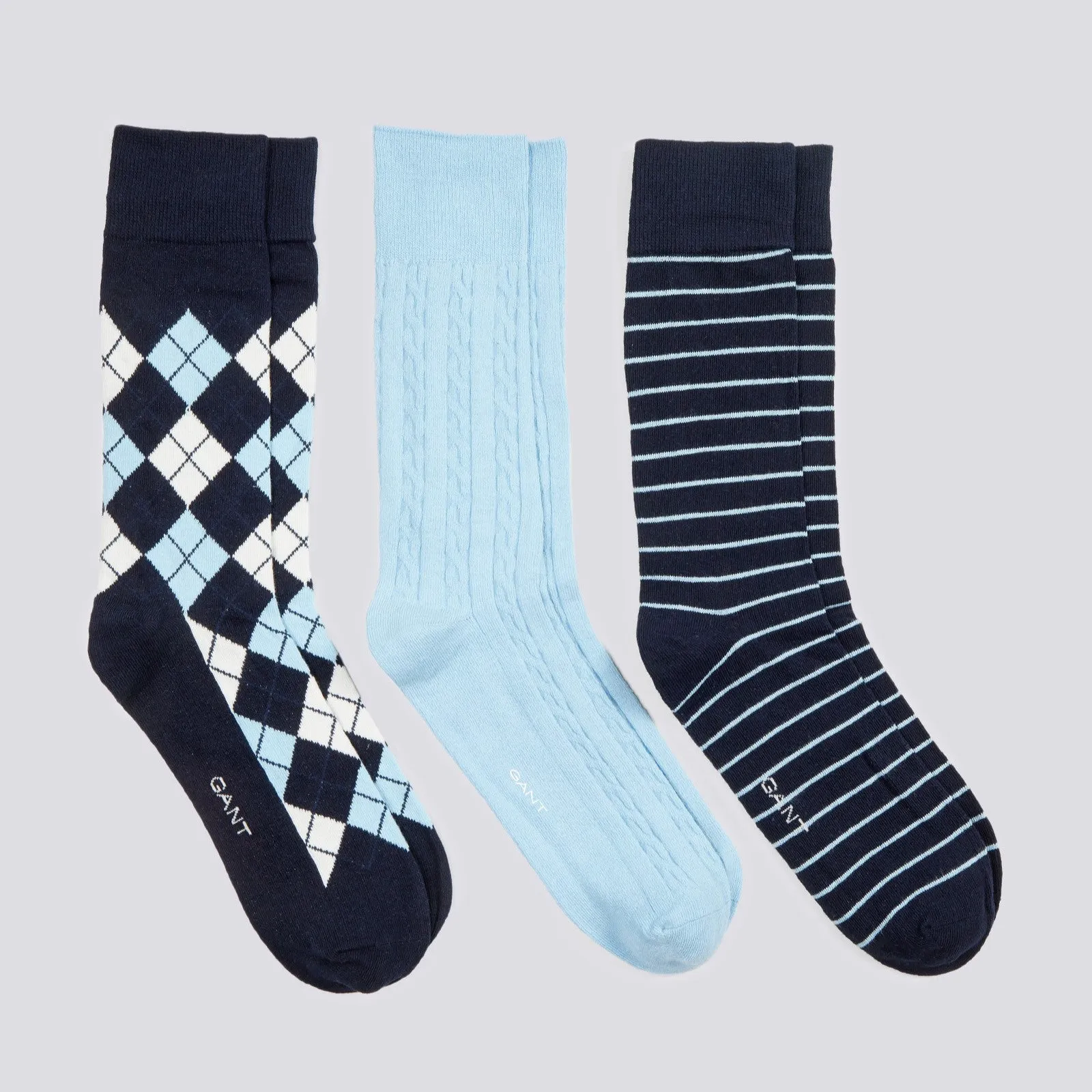 Argyle Socks - 3 Pack - Marine Blue/Light Blue