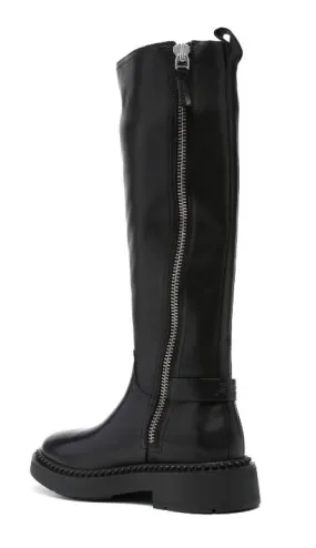 BLACK LEATHER KNEE-HIGH BOOTS