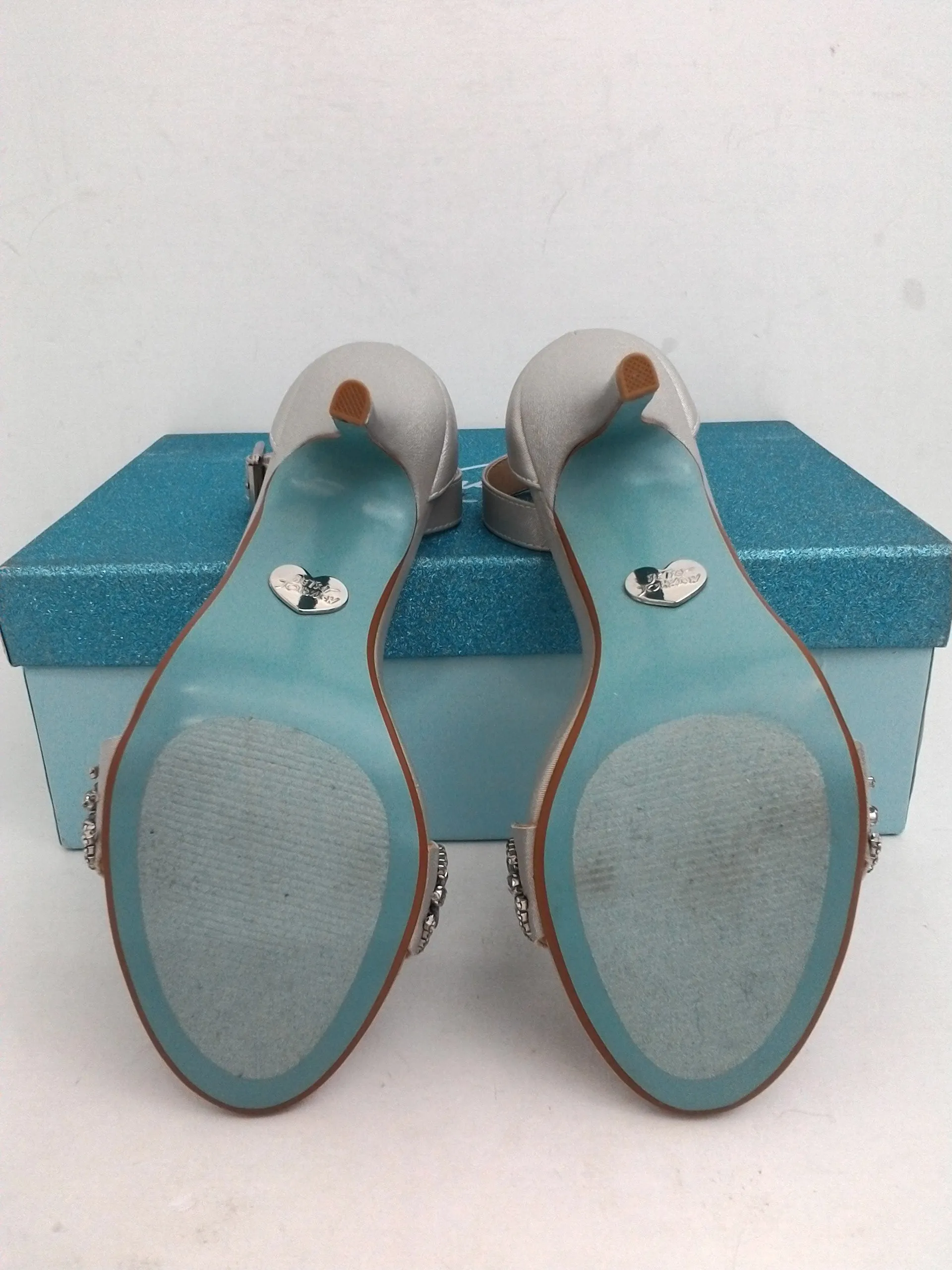 Blue Betsey Johnson Women's Elora Silver Heeled Sandals Size 6 M