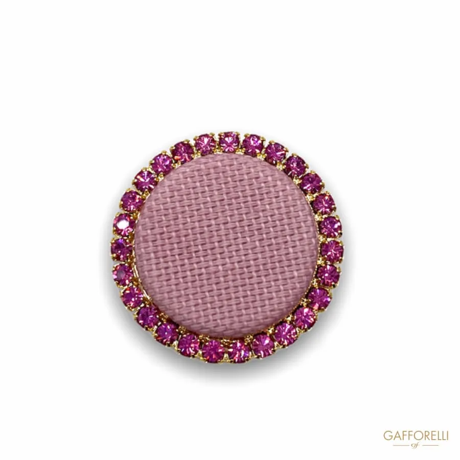 Button Covered with Fabric with Circular Rhinestones H291 - Gafforelli Srl