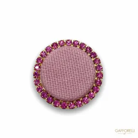 Button Covered with Fabric with Circular Rhinestones H291 - Gafforelli Srl