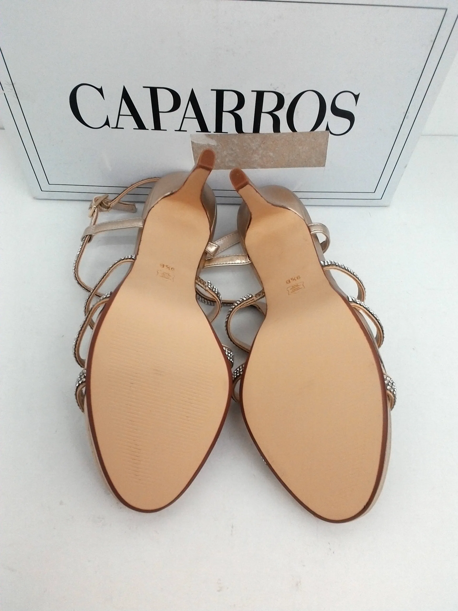 Caparros Women's Pizzaz Gold Metallic Heeled Sandals Size 9.5 B