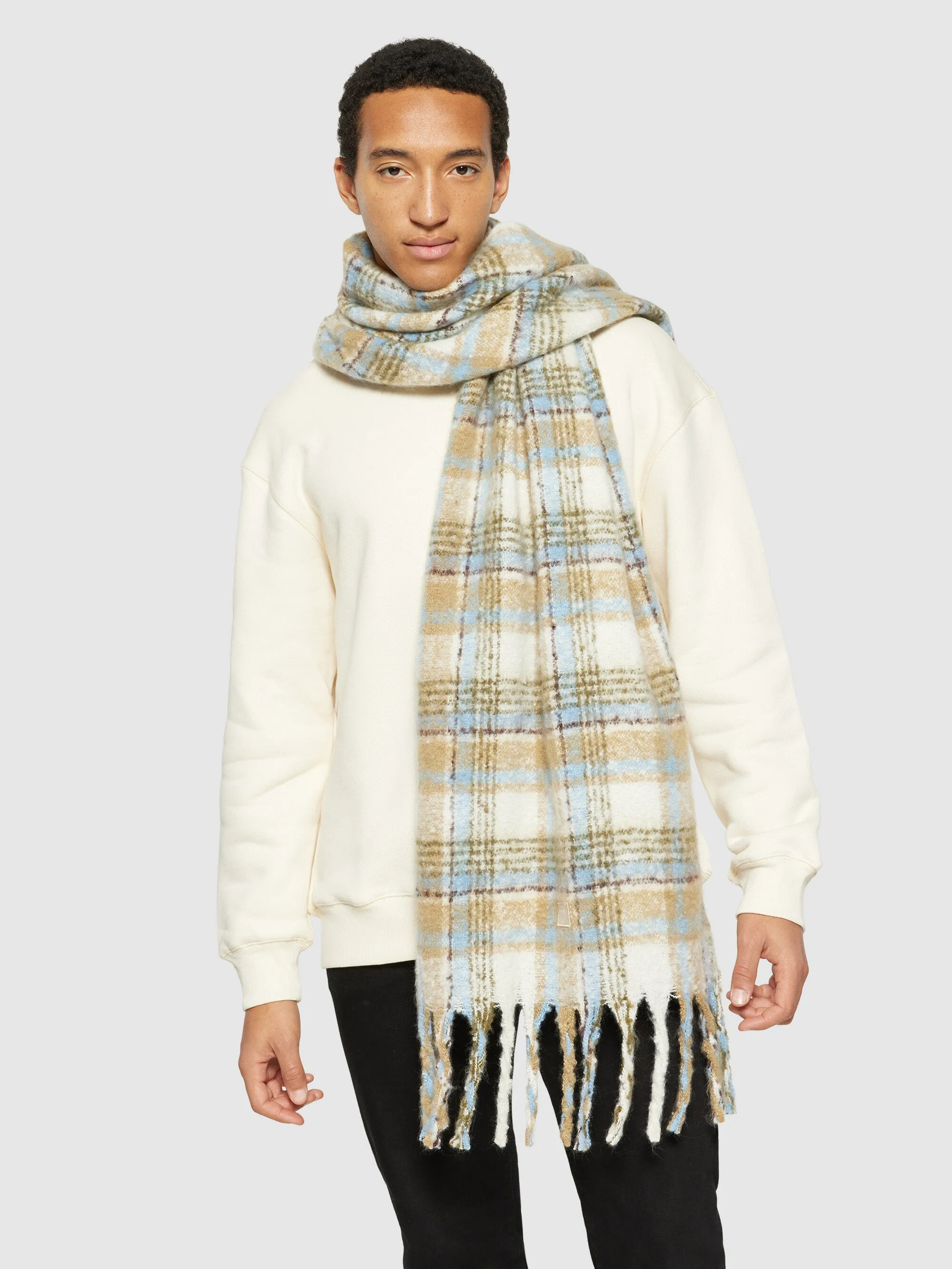 Checked scarf - GRS/Vegan - Beige check