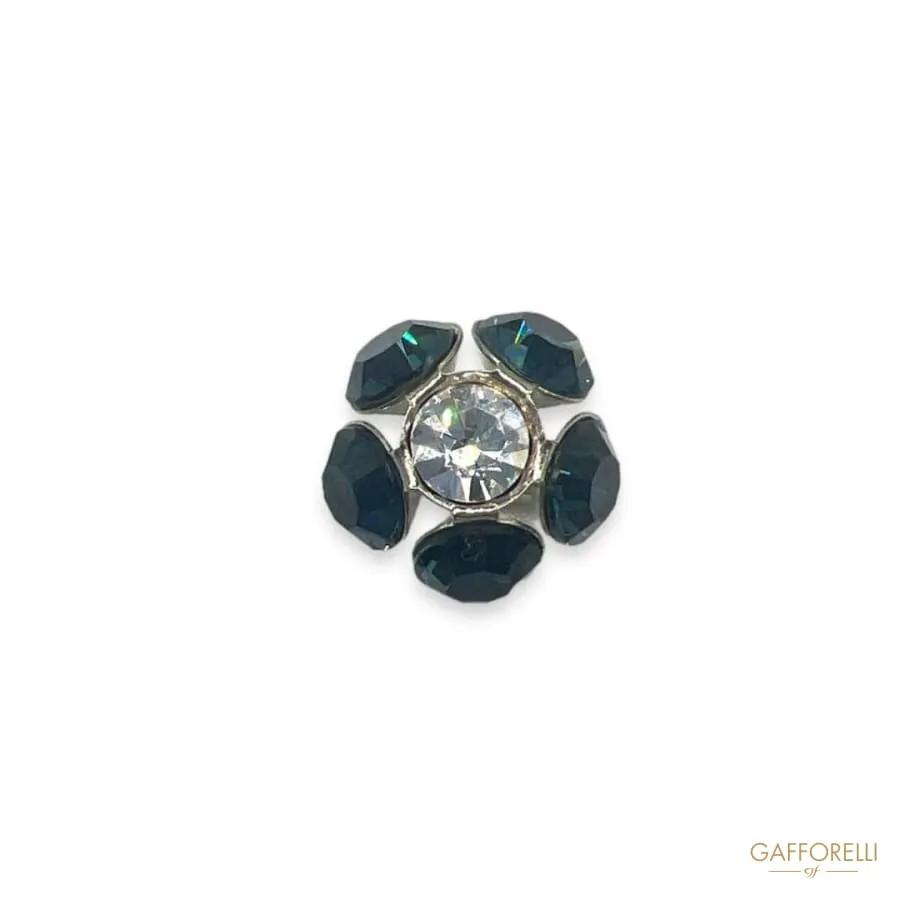 Cufflink with Two-tone Flower-shaped Rhinestones U446 - Gafforelli Srl