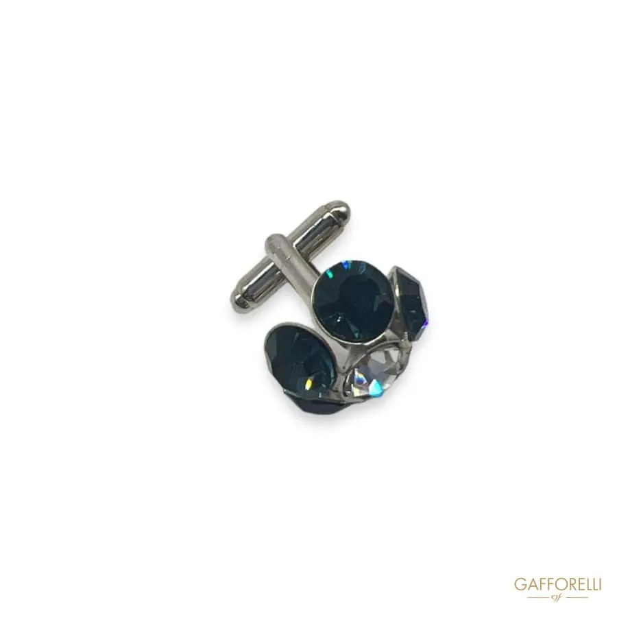 Cufflink with Two-tone Flower-shaped Rhinestones U446 - Gafforelli Srl