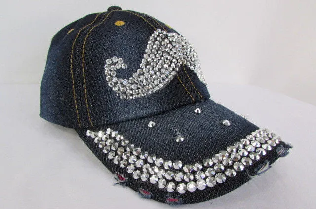 Denim Blue Baseball Cap Hat MUSTACHE Denim Women Men