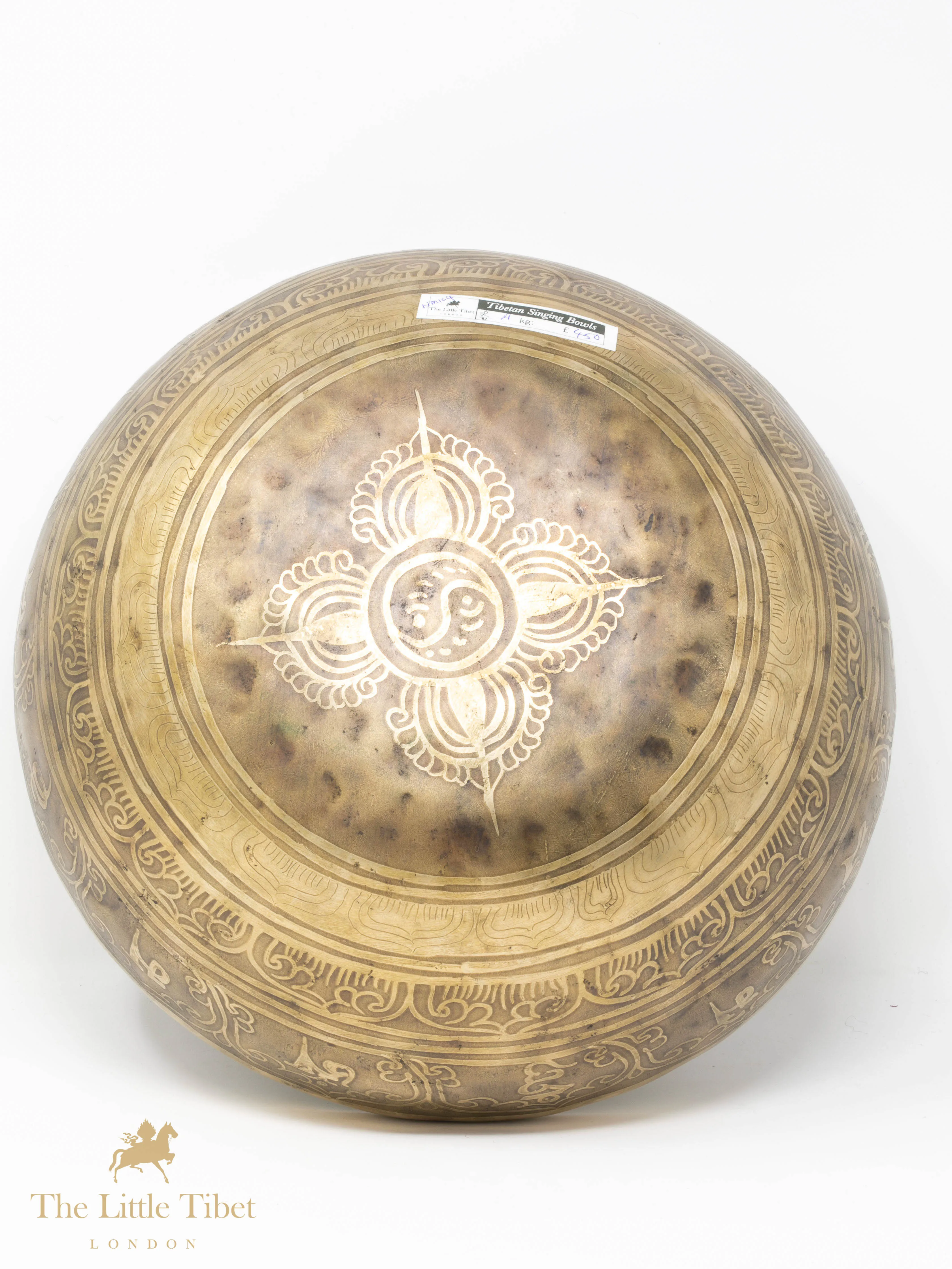 Divine Harmony: Tara in Lotus, Tibetan Singing Bowl with Vajra Base-NM104