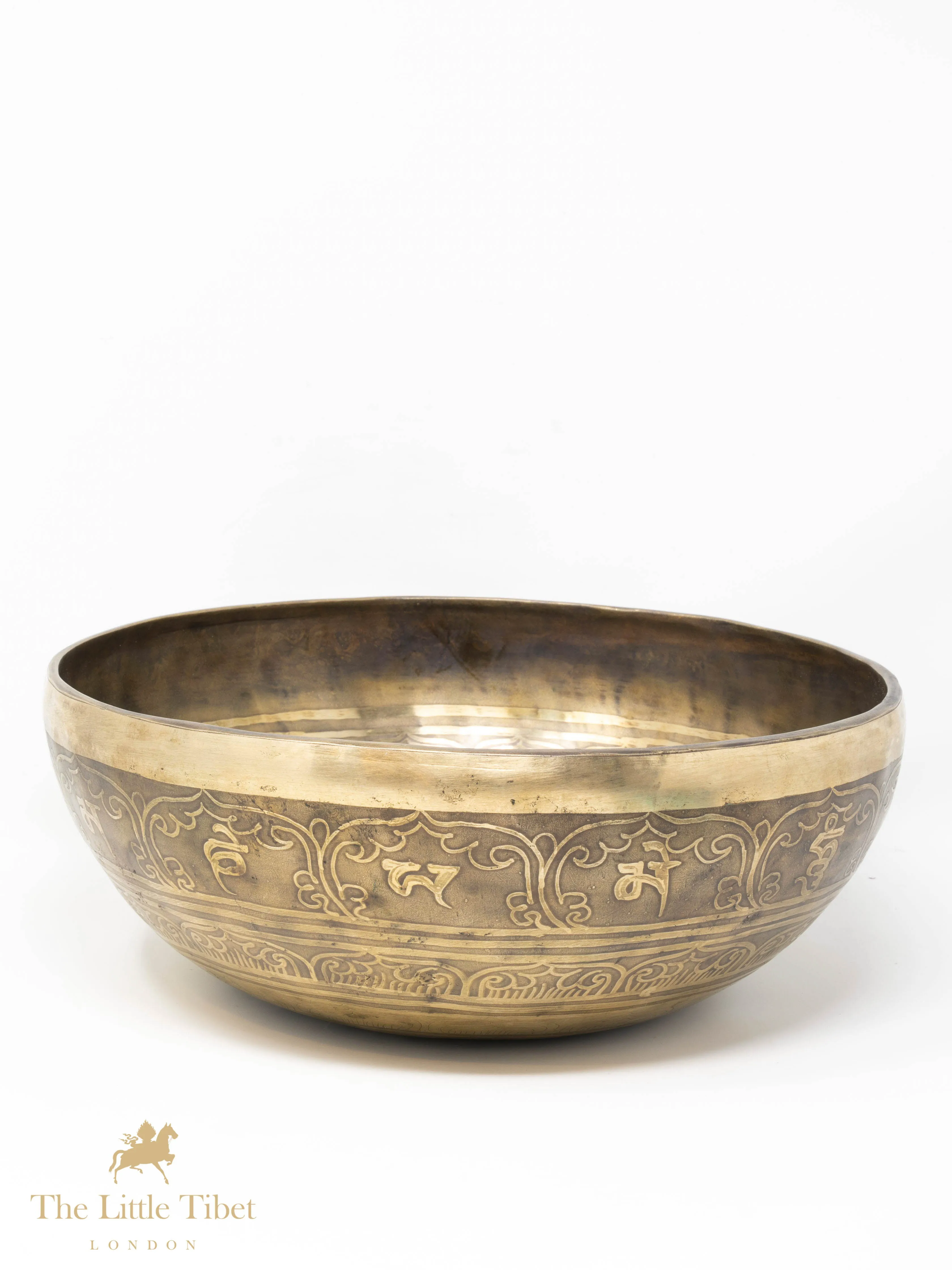 Divine Harmony: Tara in Lotus, Tibetan Singing Bowl with Vajra Base-NM104