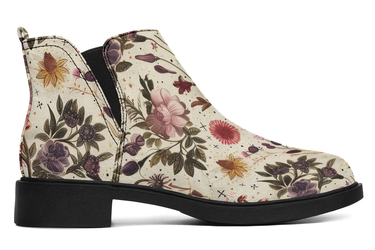 Enchanted Blossoms Chelsea Boots - Comfy Slip-On - Soft & Water-Resistant Micro-Suede Vegan Shoes