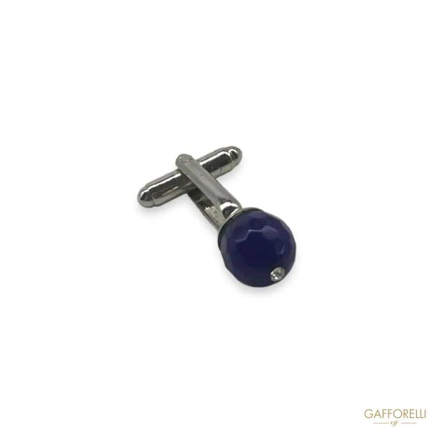 Faceted Ball Cufflink in Polyester with Rhinestones U508 - Gafforelli Srl