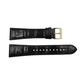 FITS  Seiko Black 23mm Alligator Grain Leather Strap