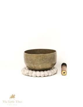 Flat Base Dark Antique Tibetan Singing Bowl for Meditation - ATQ2