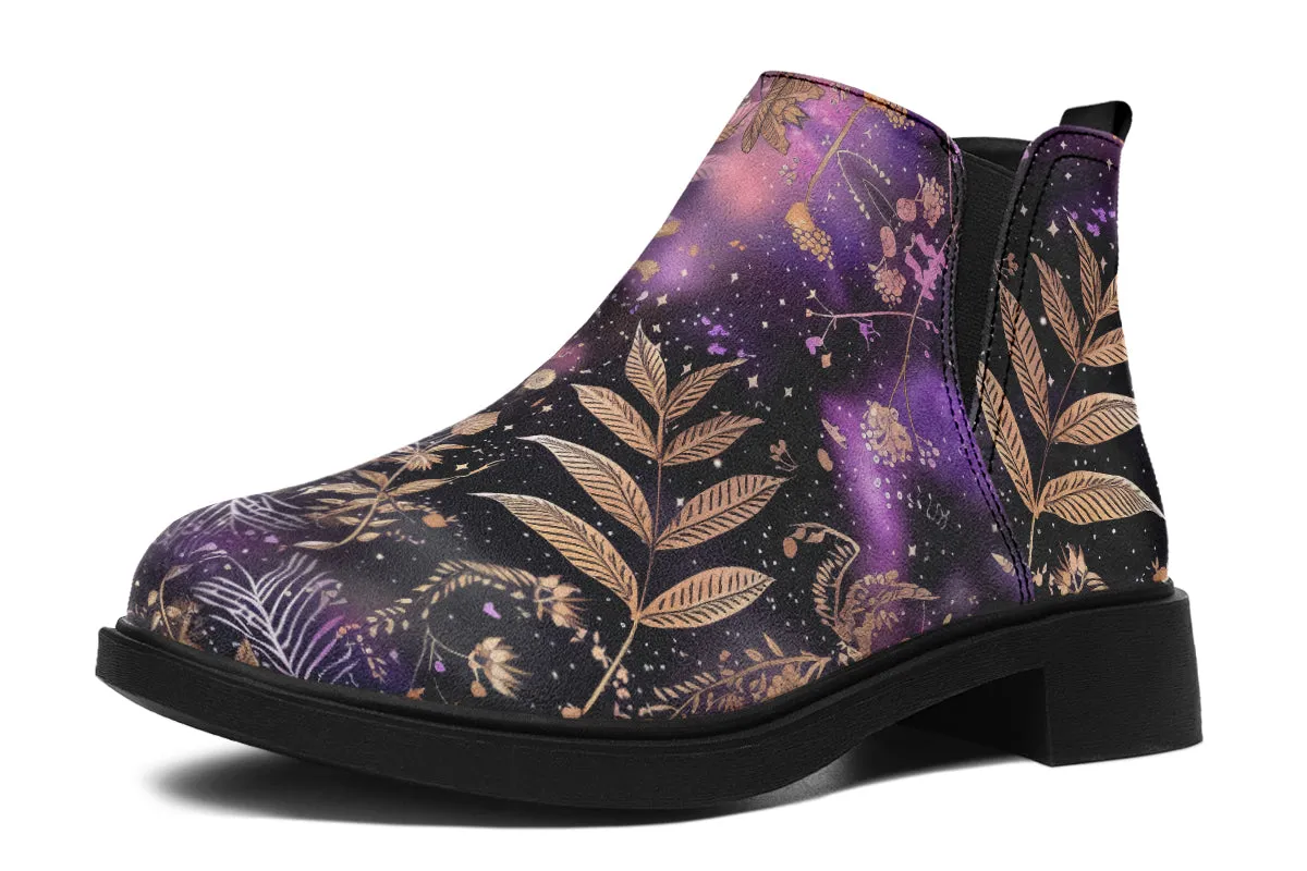 Galactic Bloom Chelsea Boots - Comfy Slip-On - Soft & Water-Resistant Micro-Suede Vegan Shoes