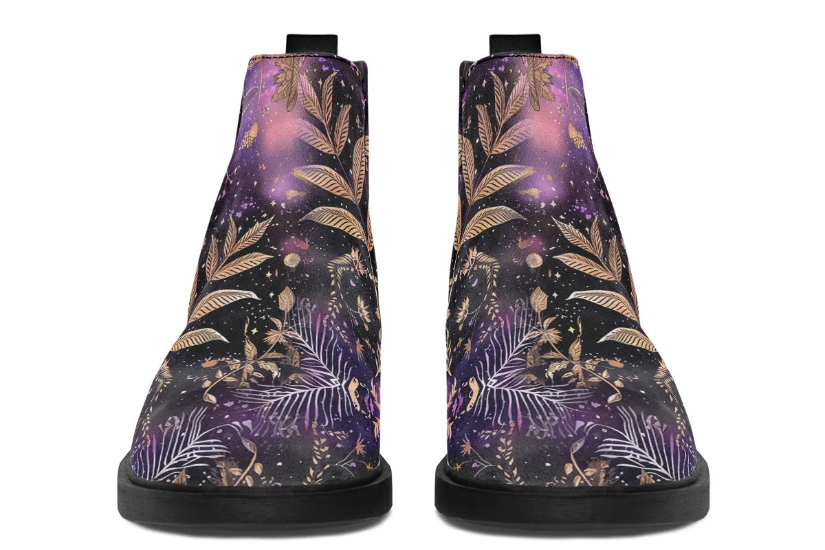 Galactic Bloom Chelsea Boots - Comfy Slip-On - Soft & Water-Resistant Micro-Suede Vegan Shoes