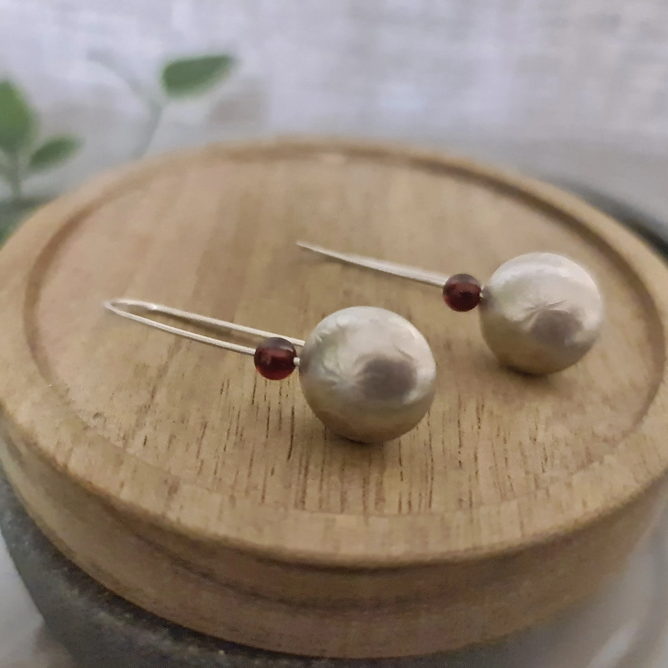 Garnet Floral Bauble Earrings