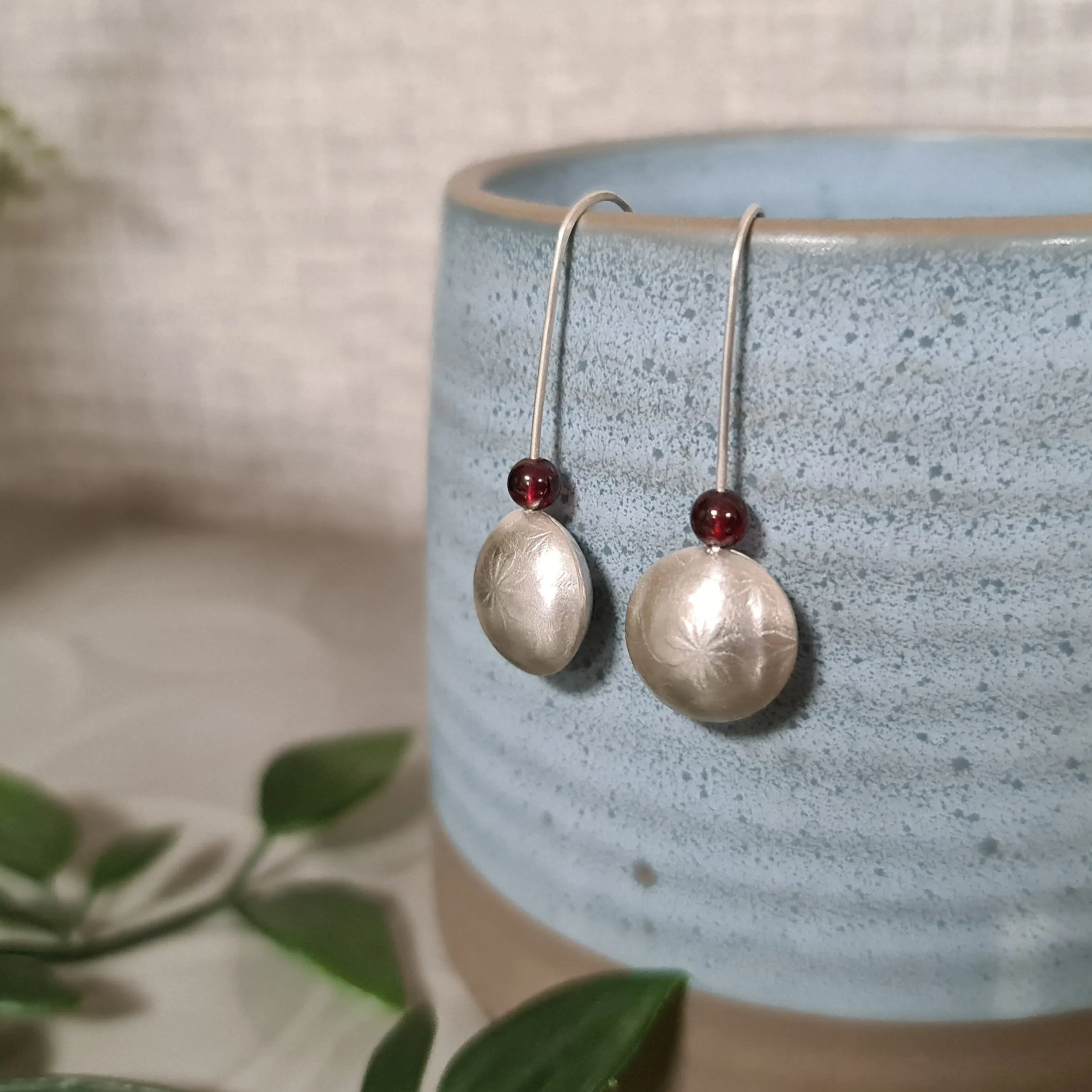 Garnet Floral Bauble Earrings