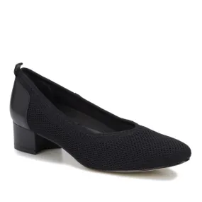 Hester Pump: Black Knit Fabric/Black Cashmere Leather I Walking Cradle