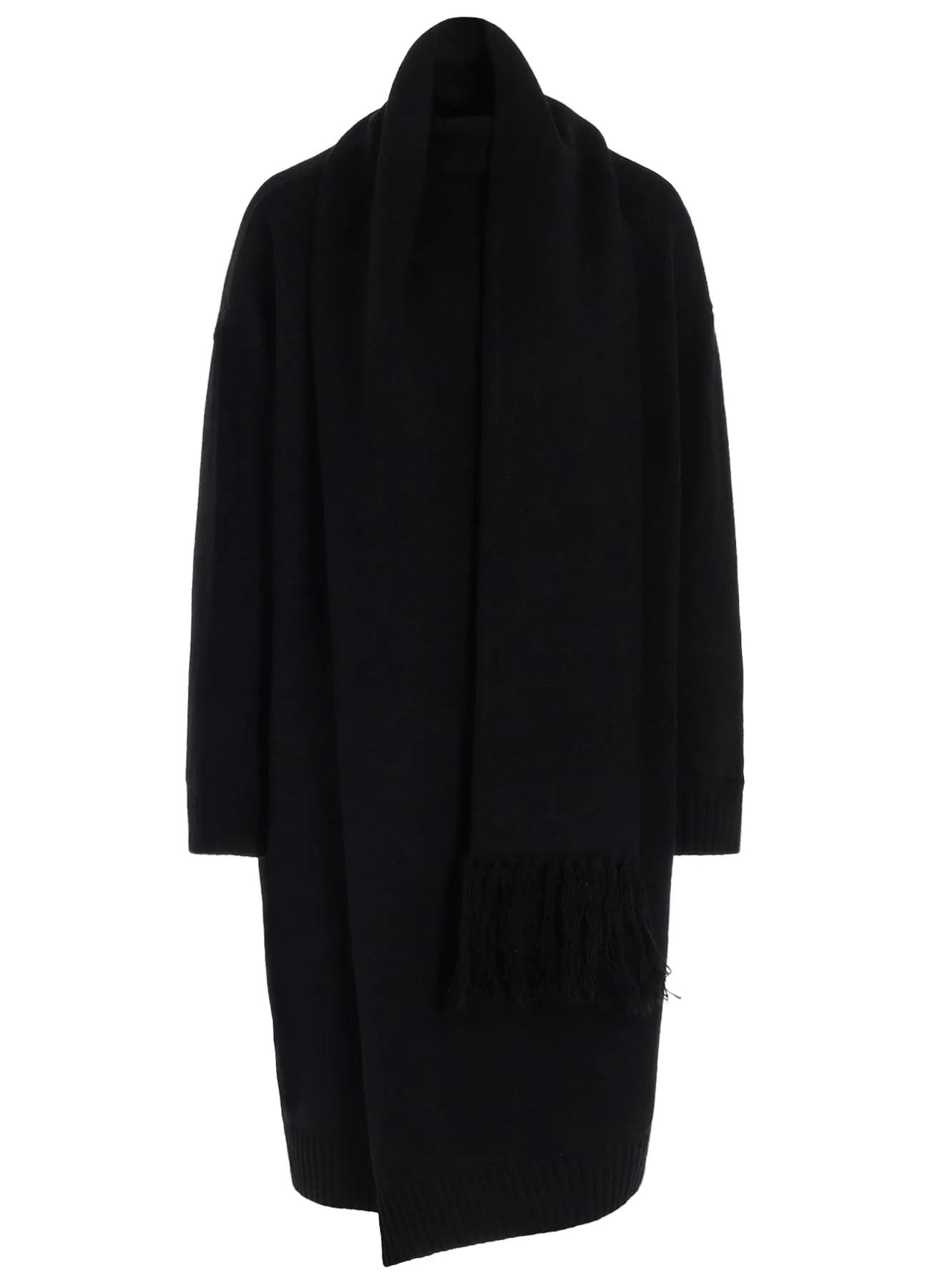 JERSEY FRINGE LONG BIG PULLOVER WITH SCARF