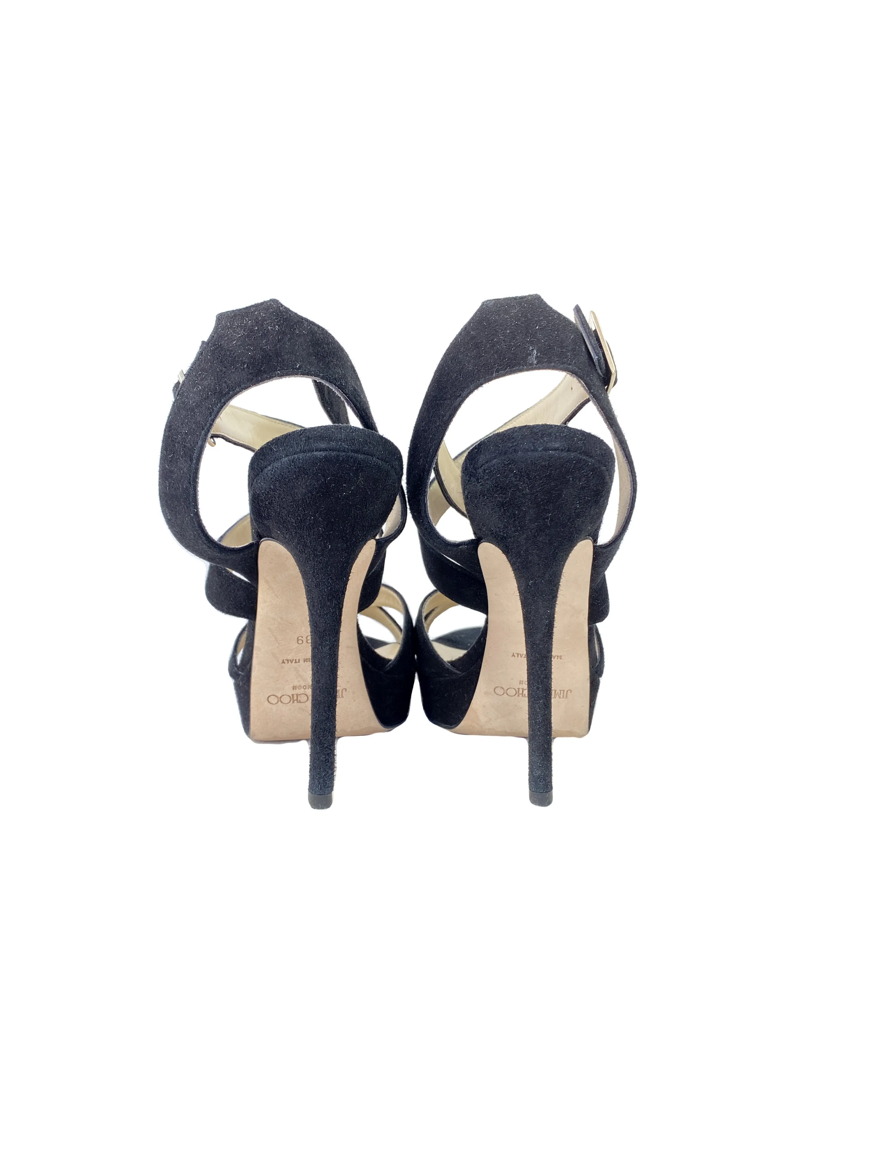 Jimmy Choo black suede strappy heels size 39