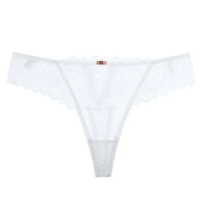 Lace Hollow Out Thong - Low-Waist, Polyester & Spandex, Breathable Comfort