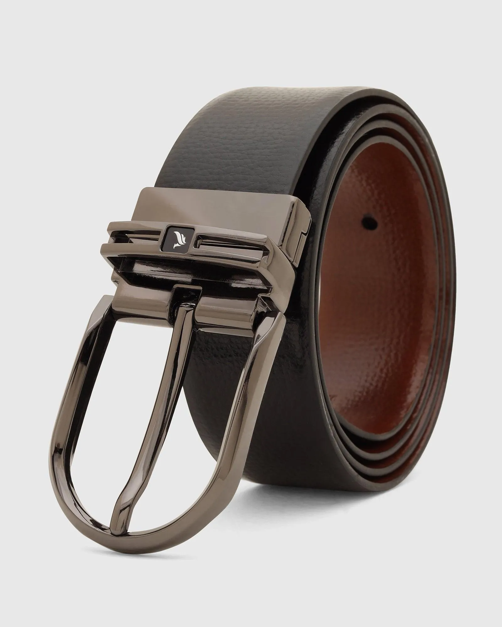 Leather Reversible Black & Tan Textured Belt - Tiger