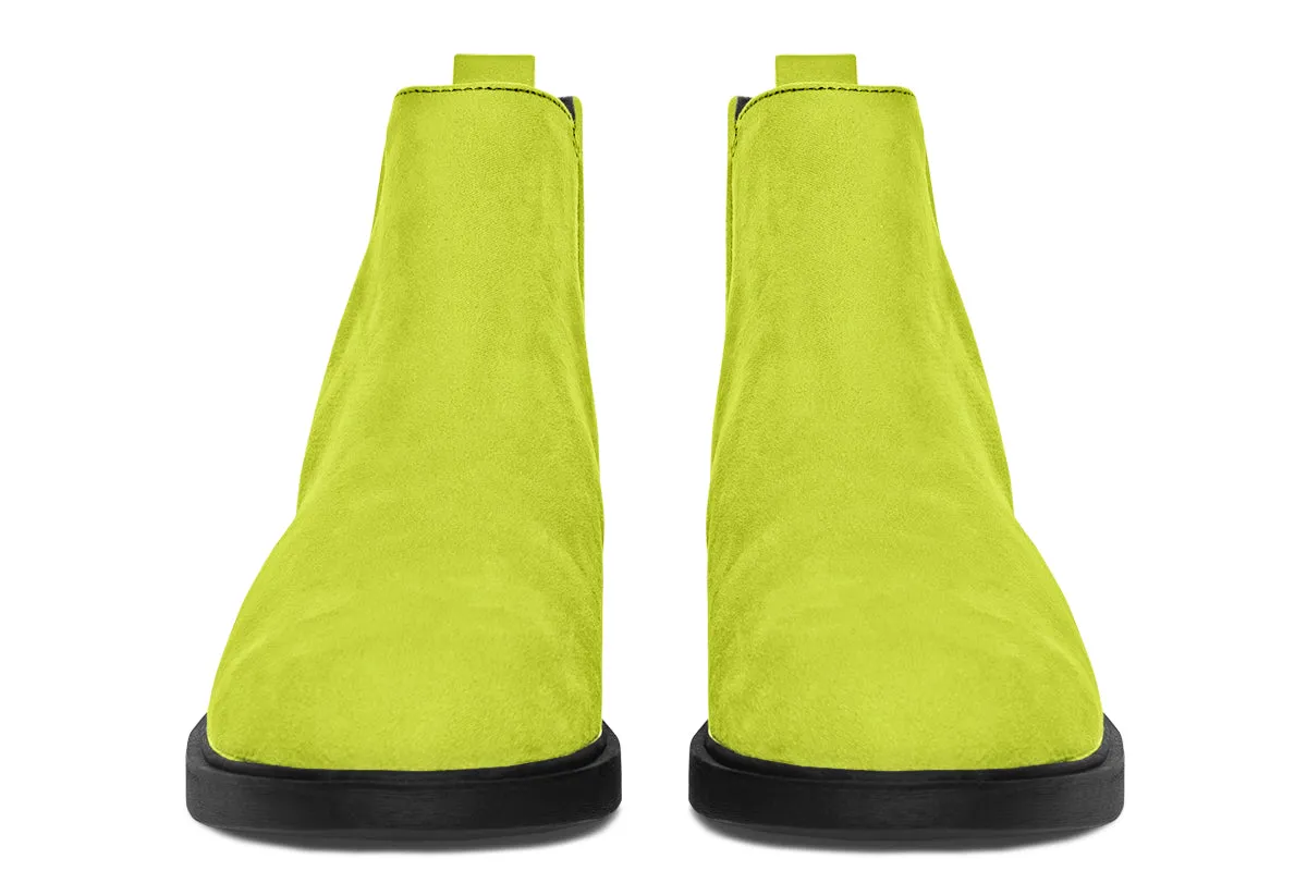 Lime Punch Chelsea Boots - Comfy Slip-On - Soft & Water-Resistant Micro-Suede Vegan Shoes