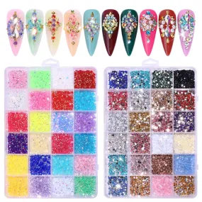 Multicolour Round Nail Rhinestones Box