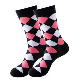 Pink and White Diamond Pattern Socks (Adult Medium - Women's Shoe Sizes 5-10)