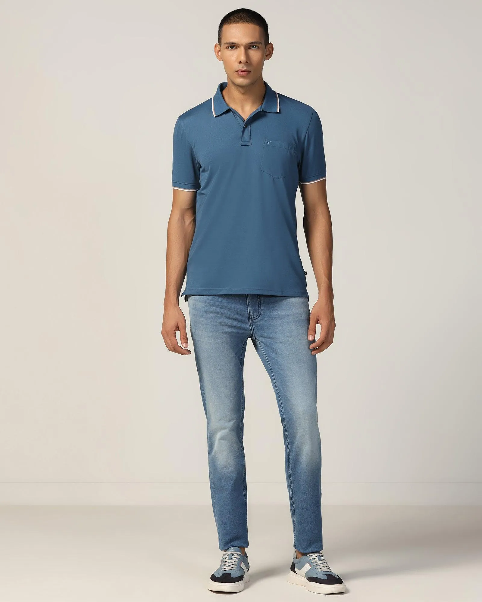 Polo Stellar Blue Solid T-Shirt - Andro