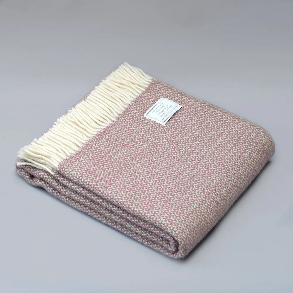 Pure New Wool Blanket in Pink Sage and Ecru