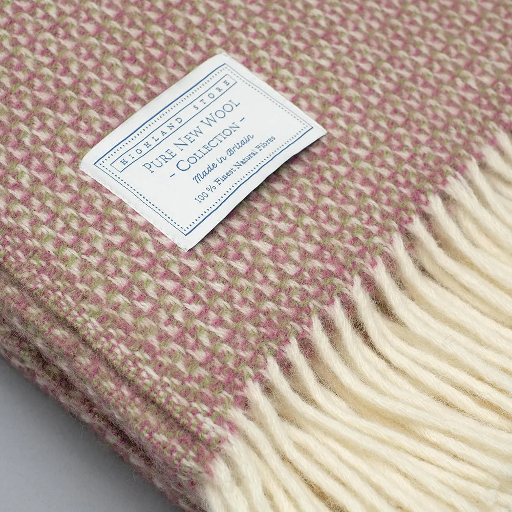 Pure New Wool Blanket in Pink Sage and Ecru