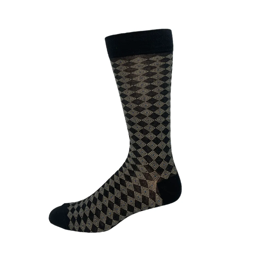 "Diamond Check" Bamboo Socks by Vagden - Large