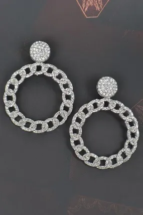 Round Rhinestone Chain Earring