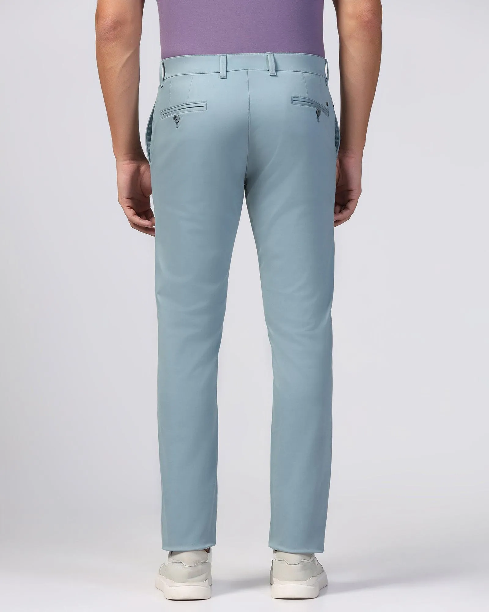 Slim Comfort B-95 Casual Blue Solid Khakis - Tron