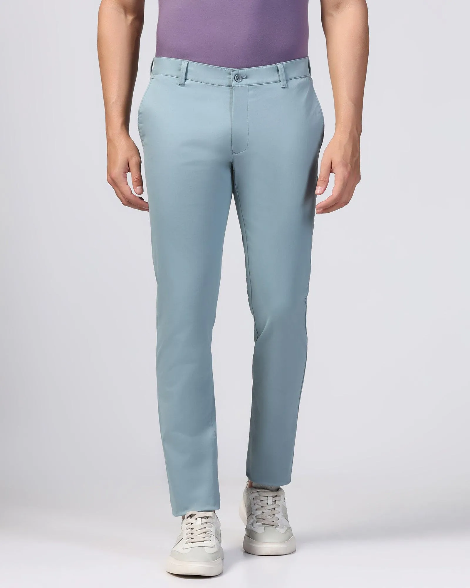 Slim Comfort B-95 Casual Blue Solid Khakis - Tron