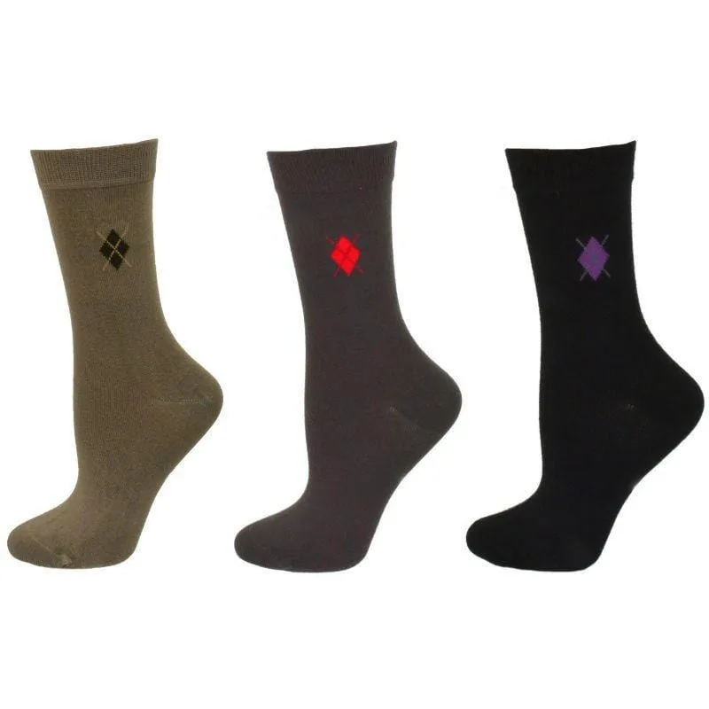 Women's Argyle Pattern Bamboo Crew Socks