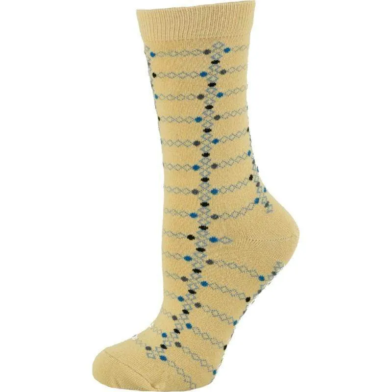 Women's Cotton Geometric Pattern Crew Socks