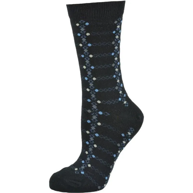 Women's Cotton Geometric Pattern Crew Socks